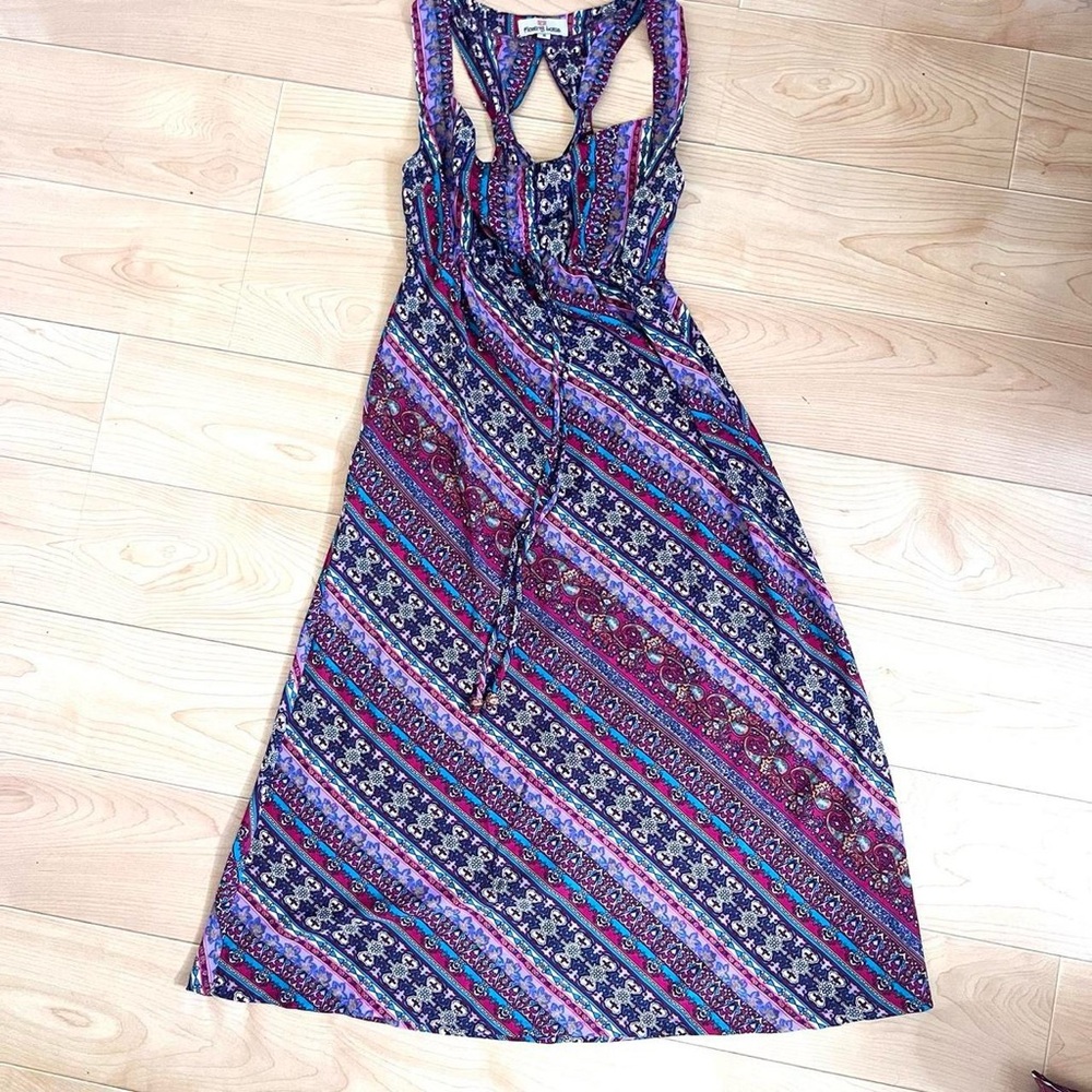 Blue and Purple Bohemian Mandala Multicolor Maxi Dress